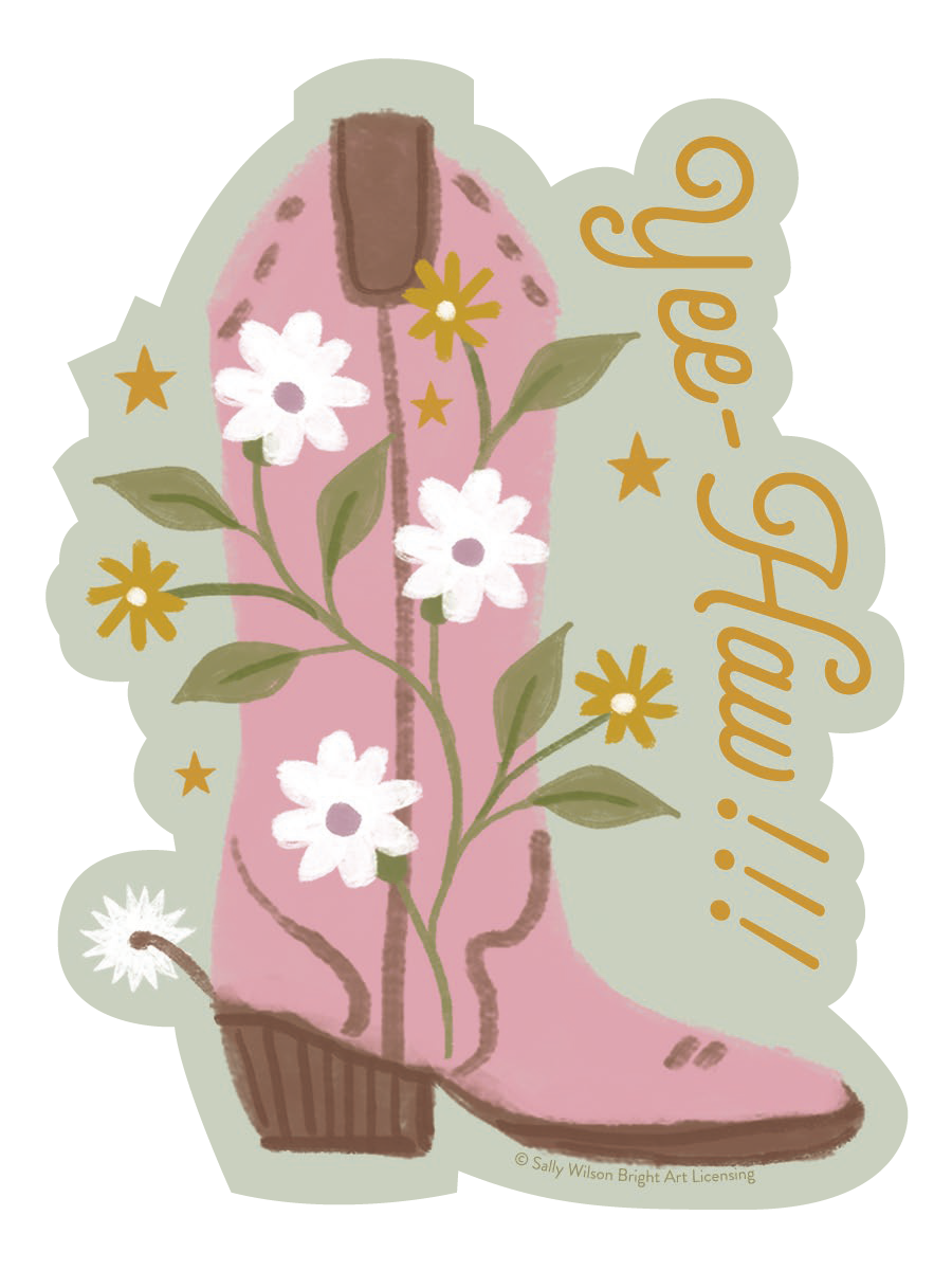 Pink Boot Decorated With Daisies Sticker