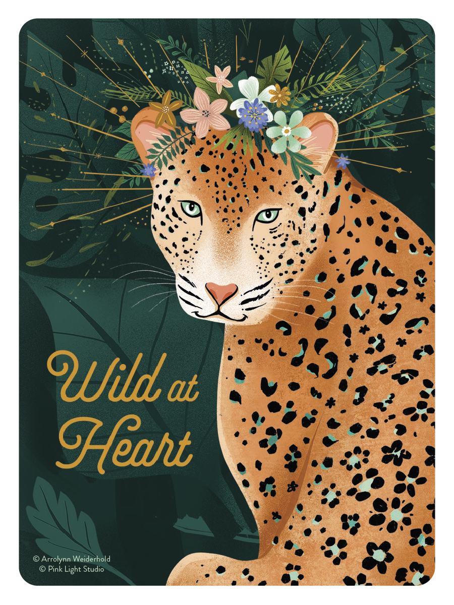 Leopard With Flowers On Head Sticker