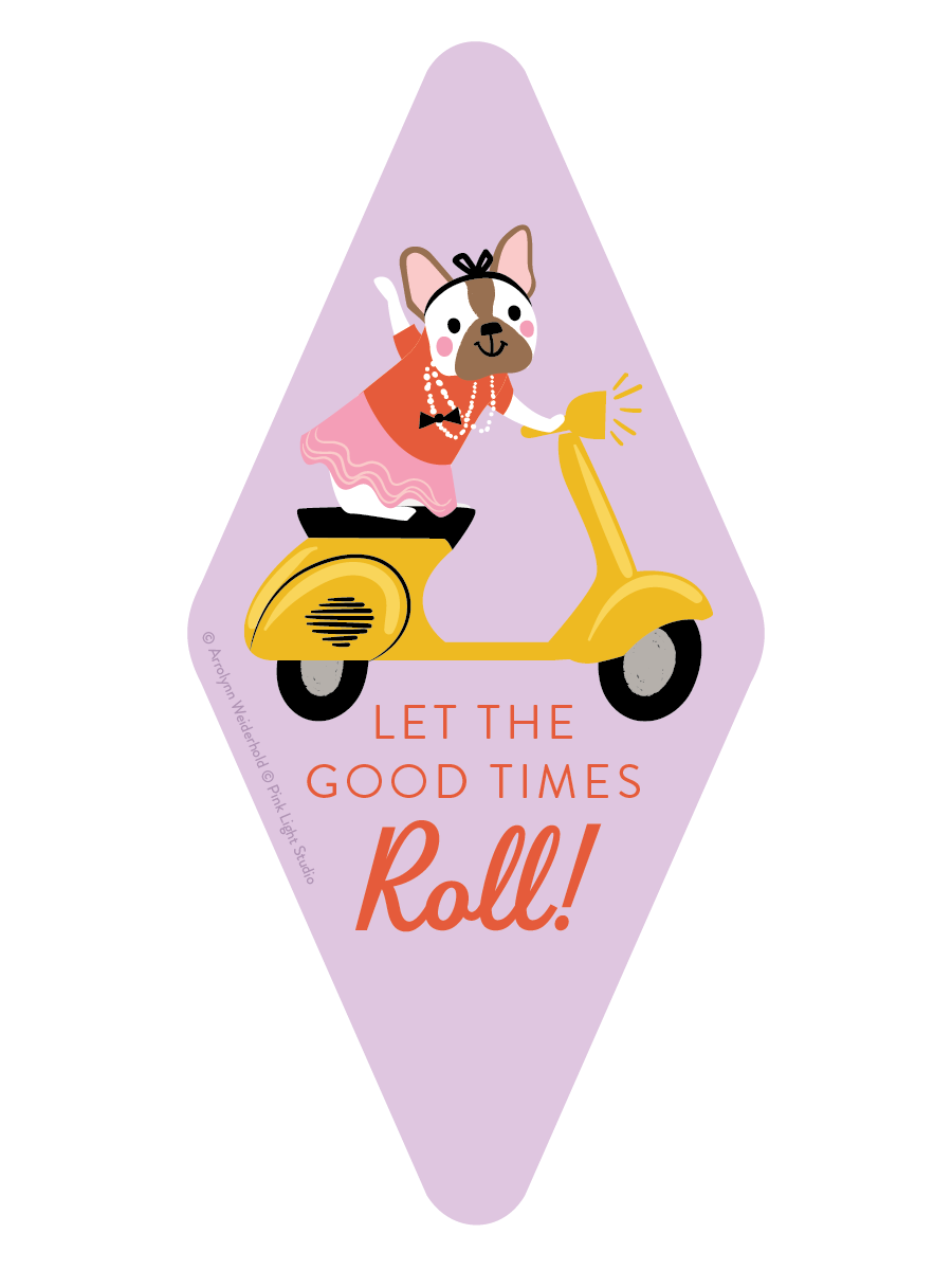 Dogs Riding On Colorful Scooters Sticker