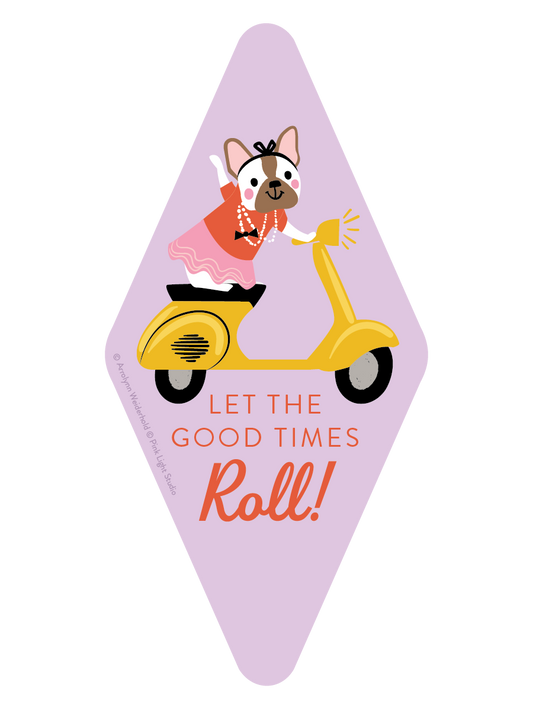 Dogs Riding On Colorful Scooters Sticker