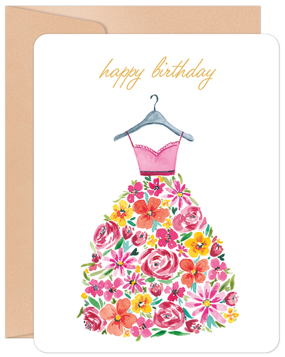 Happy Birthday Dress Made of Flowers Birthday Card – Willow & Ivy Press