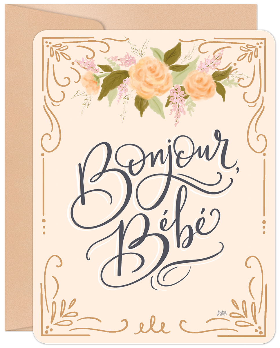 Bonjour, Bebe New Baby Card