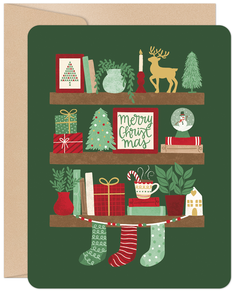 Holiday Bookshelf Christmas Card