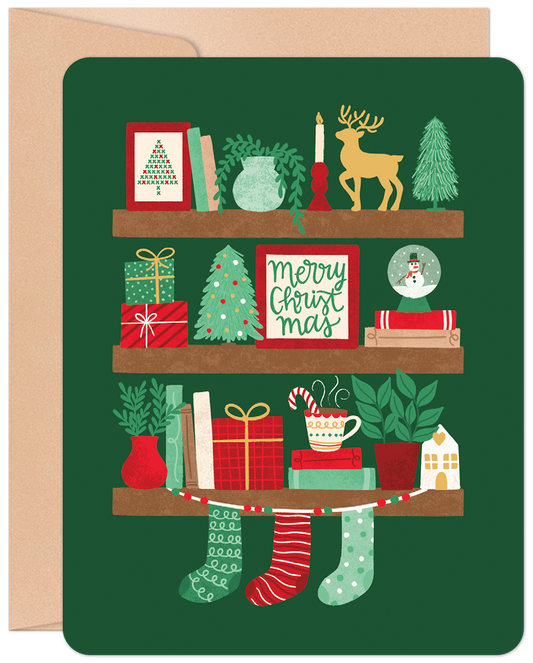 Holiday Bookshelf Christmas Card